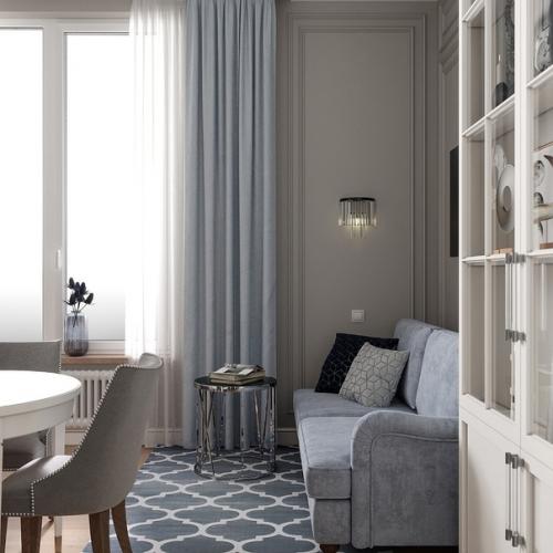 Чудесная легкая неоклассика в интерьере однушки площадью 48 кв. 02