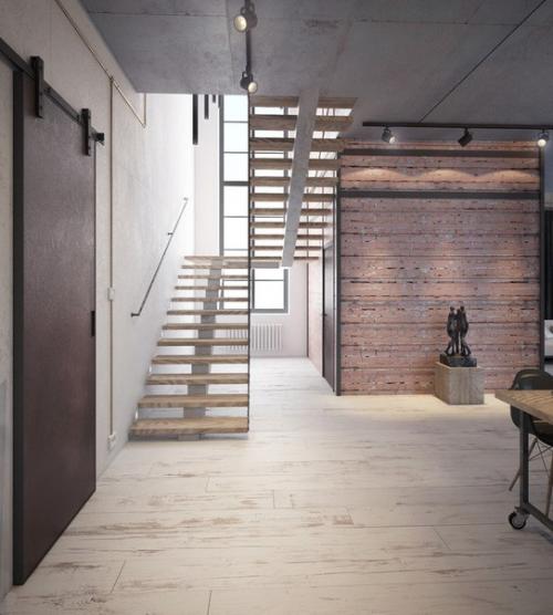 Современный интерьер дома с элементами индустриального дизайна. 03
