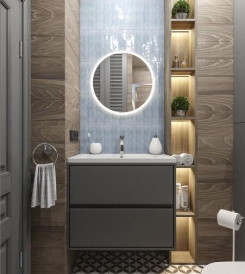 Современный интерьер совмещенного санузла в 1-комнатной квартире площадью 35 кв. 01