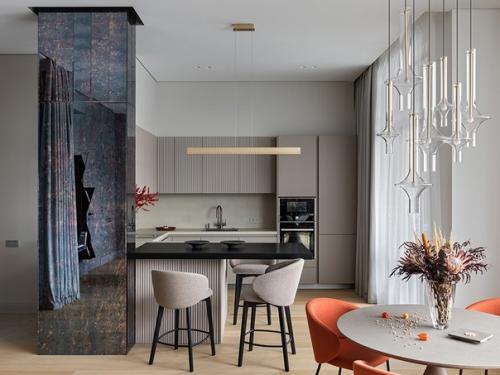 При оформлении этого интерьера дизайнер Гражина новицка вдохновилась видом из окна - объемными кронами деревьев, уходящими вдаль. 03