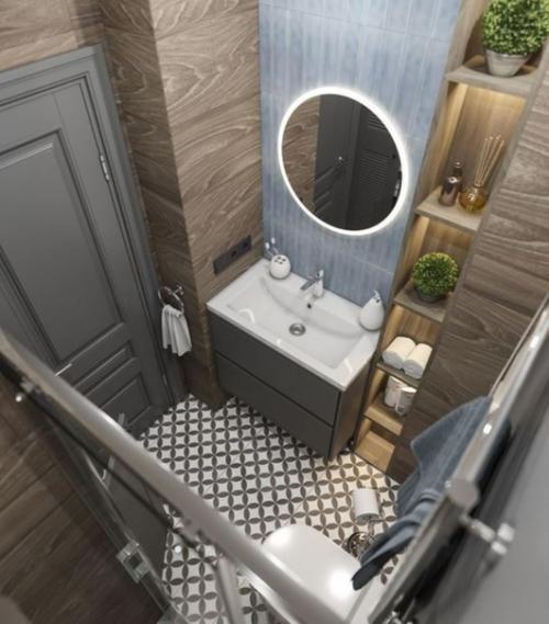 Современный интерьер совмещенного санузла в 1-комнатной квартире площадью 35 кв. 03