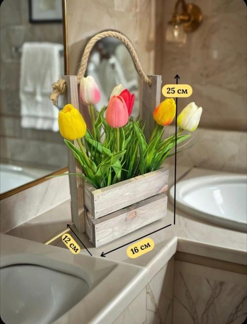 Декоративный деревянный ящик с тюльпанами - стильный и символичный подарок! 07