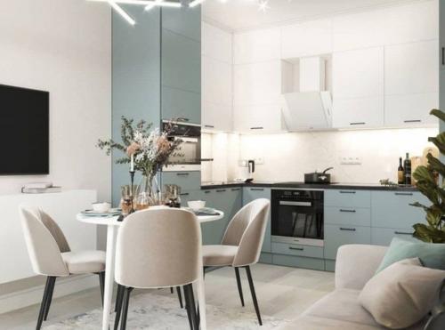 Отличное решение по дизайну в кухне - гостиной. 08