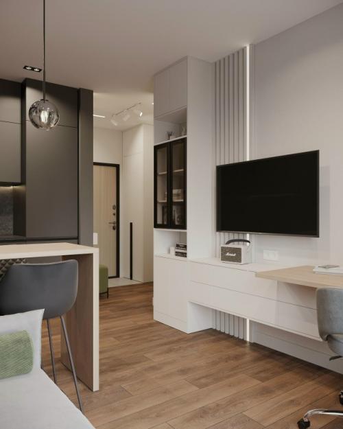 Проект 1-комнатной квартиры 34 м 2 в ЖК Селигер сити в Москве. 07