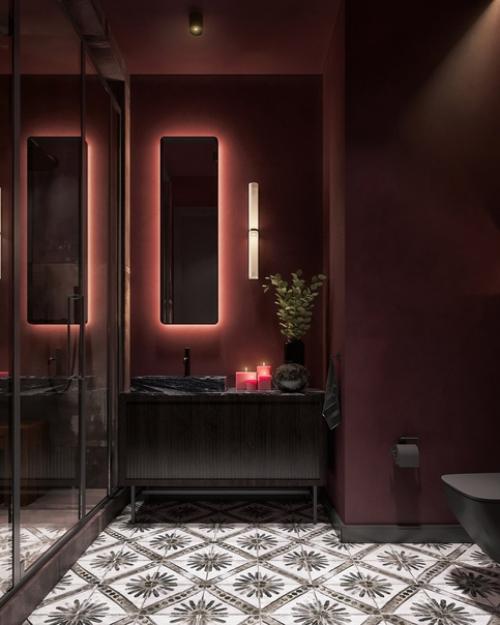 Черная кухня, отделка под бетон и металл, розовые акценты: однушка, способная поразить. 08