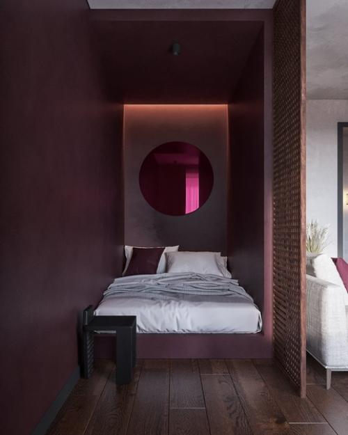 Черная кухня, отделка под бетон и металл, розовые акценты: однушка, способная поразить. 06