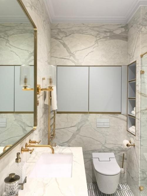 Новенький ремонт ванной комнаты в стиле ар - деко в квартире в центре Москвы. 01