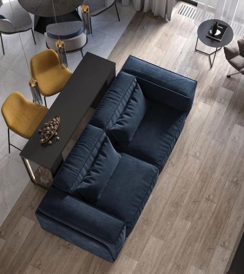 Кухня - гостиная в современном стиле с мягкими и тёплыми тонами, то что нужно для уютных вечеров дома. 09