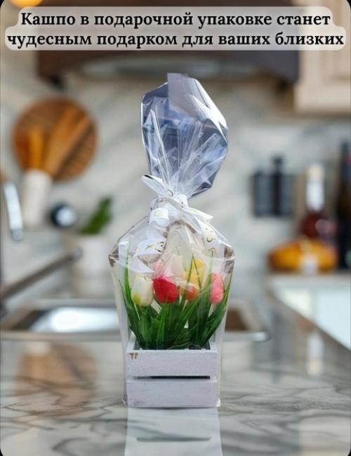 Декоративный деревянный ящик с тюльпанами - стильный и символичный подарок! 05