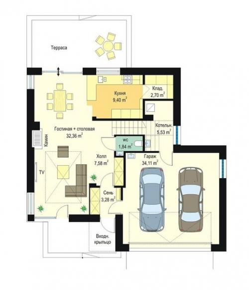 Коттедж европейского стиля. 02