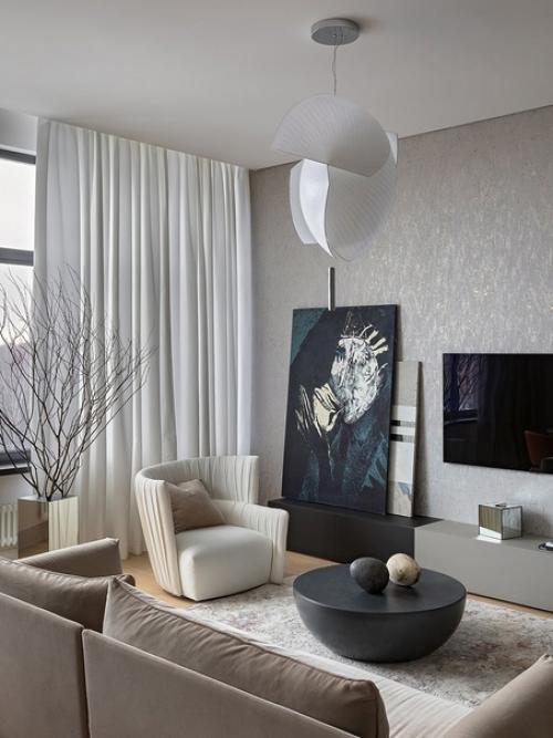 При оформлении этого интерьера дизайнер Гражина новицка вдохновилась видом из окна - объемными кронами деревьев, уходящими вдаль. 04