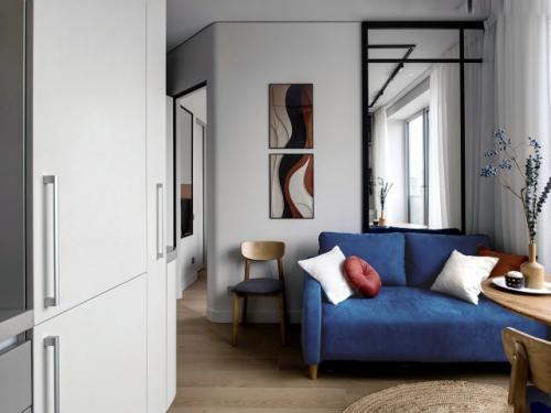 Интерьер 1-комнатной квартиры 34 м 2 в ЖК Logos в Москве. 
