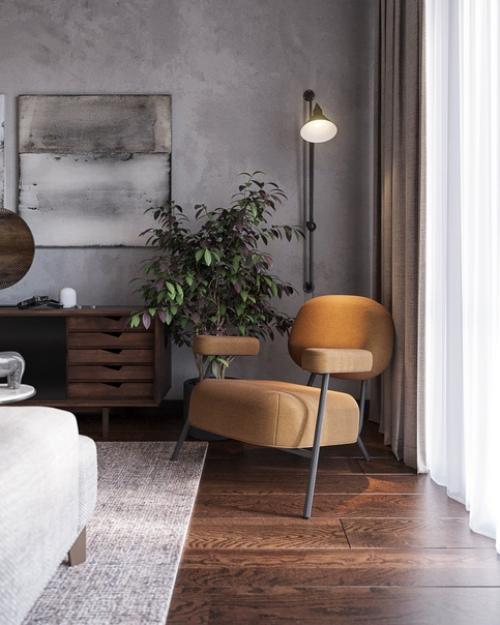 Черная кухня, отделка под бетон и металл, розовые акценты: однушка, способная поразить. 04