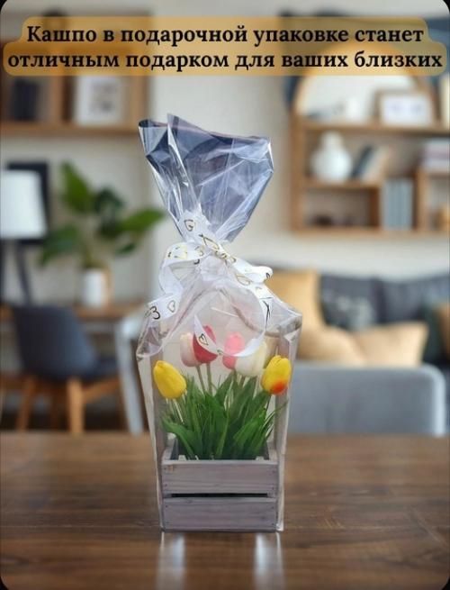 Декоративный деревянный ящик с тюльпанами - стильный и символичный подарок! 08