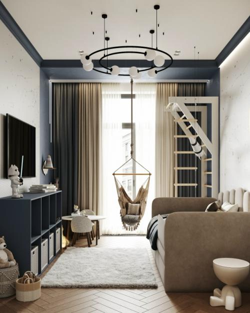 Детская спальня для маленького космонавта.

