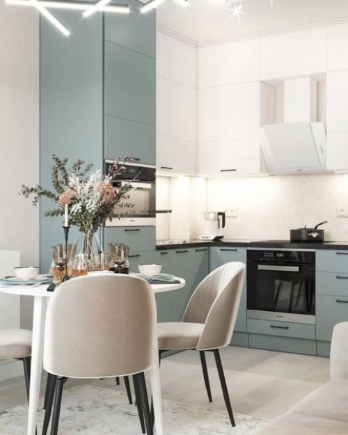 Отличное решение по дизайну в кухне - гостиной. 05