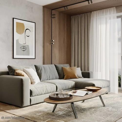 Кухня - гостинная.  Обязательным условием этого проекта было максимальное количество теплых тонов в интерьере. 01