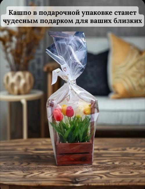 Декоративный деревянный ящик с тюльпанами - стильный и символичный подарок! 02