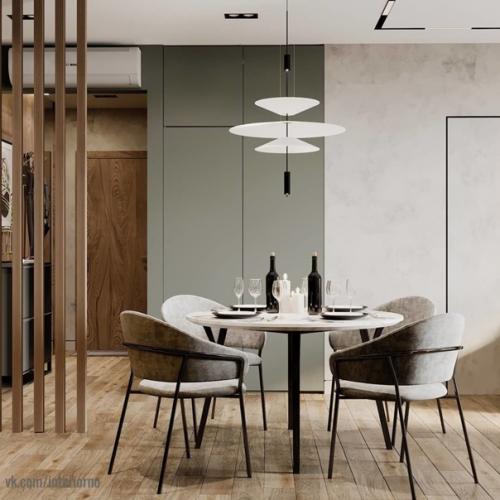 Кухня - гостинная.  Обязательным условием этого проекта было максимальное количество теплых тонов в интерьере. 05