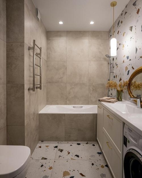 Владелица однокомнатной квартиры в ЖК Гринада в Москве хотела оформить интерьер с использованием ярких цветов, но при этом не перегрузить его. 09