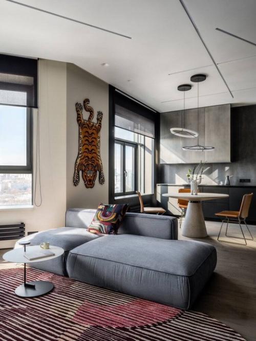 Утончённая двухкомнатная квартира для молодого человека. 01