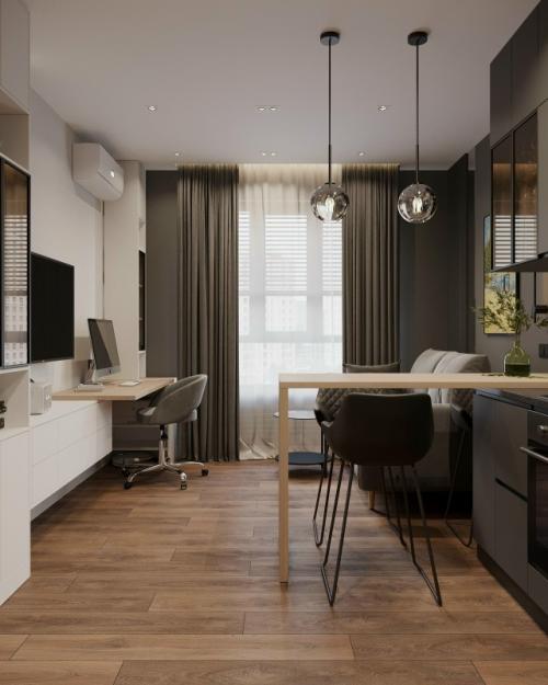 Проект 1-комнатной квартиры 34 м 2 в ЖК Селигер сити в Москве. 05