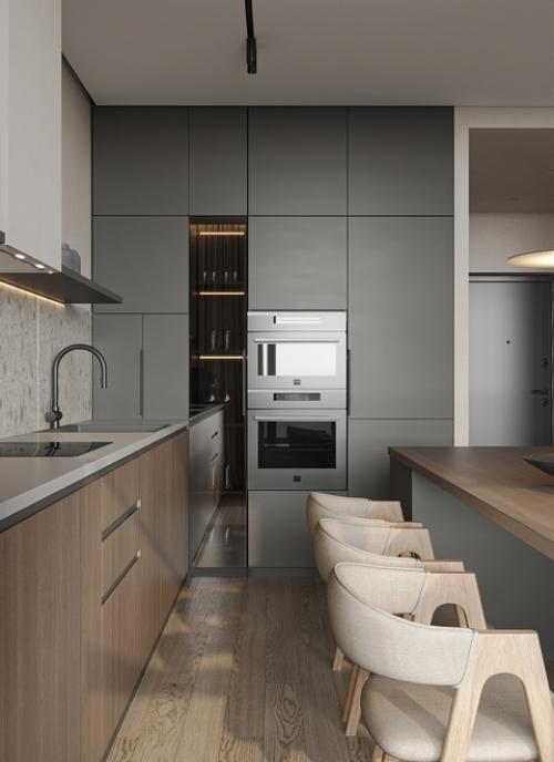 Кухня - гостиная для молодого человека в ЖК Golden City, Санкт-петербург. 02