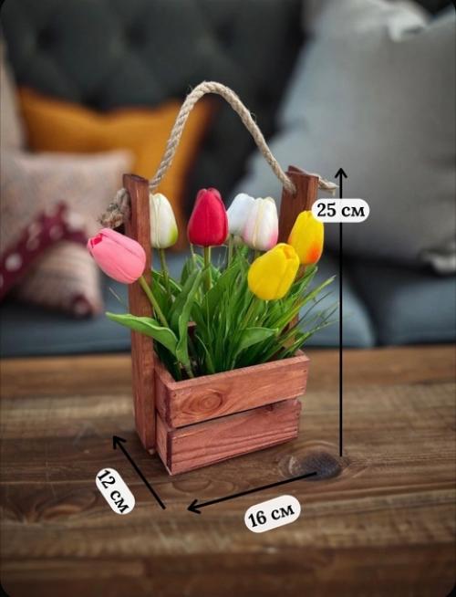Декоративный деревянный ящик с тюльпанами - стильный и символичный подарок! 01