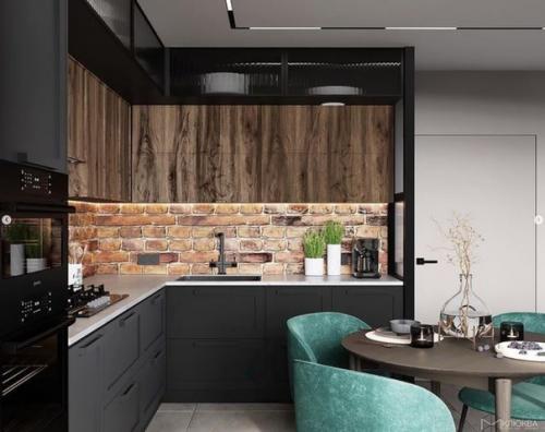 Яркий эклектичный интерьер кухни - гостиной площадью 15 кв. 01