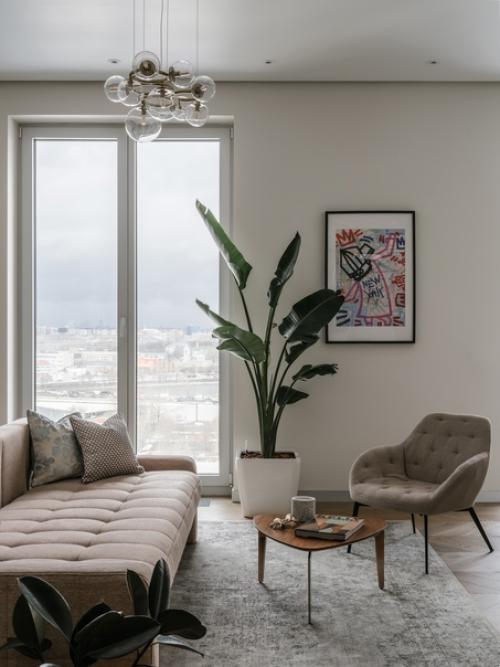 Архитектор Дарья Брагина создала уютный интерьер для молодой пары, которая обожает путешествовать и устраивать дружеские посиделки. 01