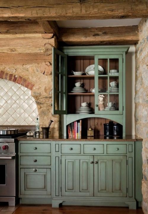 Союз дерева и зеленого в интерьере кухни - наверное, самая - самая из природных комбинаций. 05