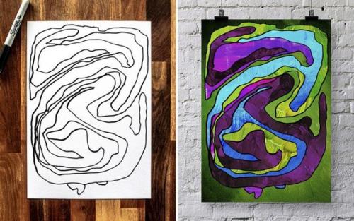 Художник каракули своего 3-летнего сына в абстрактное искусство превращает. 03