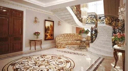 Мраморная лестница при создании интерьера. 05