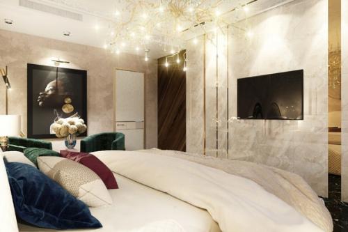 Элегантная спальня с гардеробом Жемчуг на Маленьком Черном Платье Коко Шаннель. 01