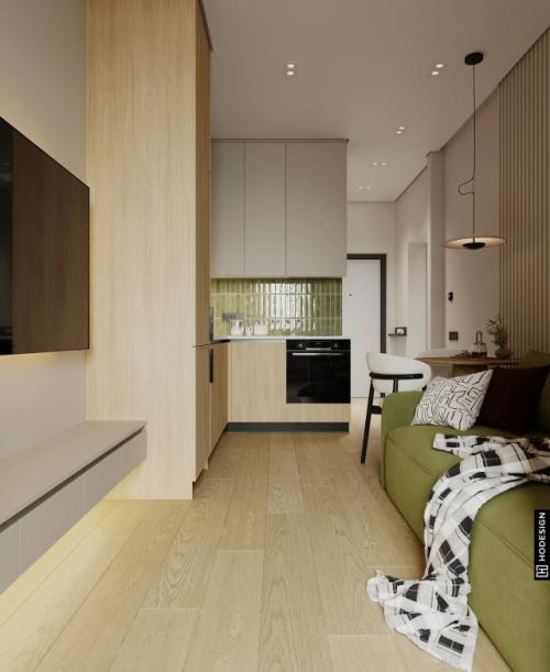 Проект 1-комнатной квартиры 40 м 2 в ЖК Assalom Boglar в Ташкенте. 02