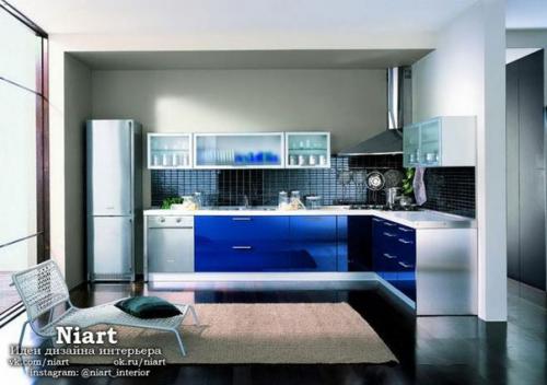 Дизайн интерьера синих кухонь. 04