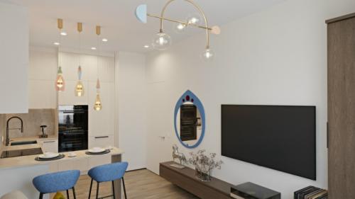 Проект компактной однокомнатной квартиры 32 м 2 в ЖК инновация в Москве. 05