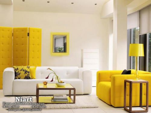 Сочные гостиные в желтом цвете. 08