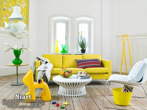 Сочные гостиные в желтом цвете. 09