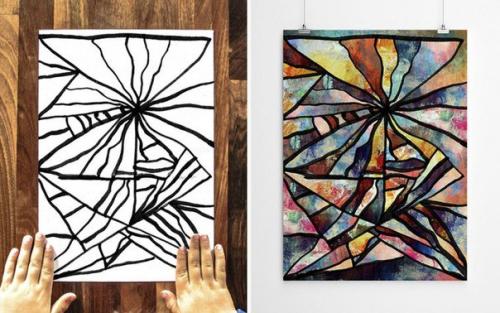 Художник каракули своего 3-летнего сына в абстрактное искусство превращает. 01