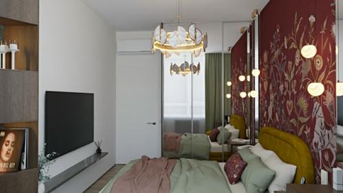 Проект компактной однокомнатной квартиры 32 м 2 в ЖК инновация в Москве. 08