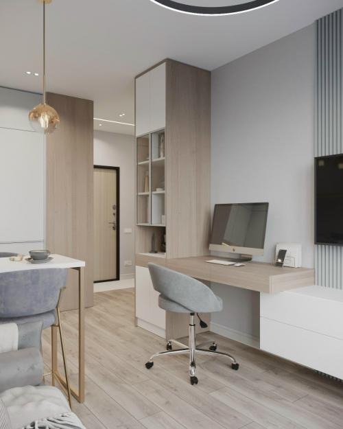 Проект однокомнатной квартиры 34 м 2 в ЖК Селигер сити в Москве. 07