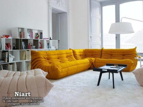 Сочные гостиные в желтом цвете. 07