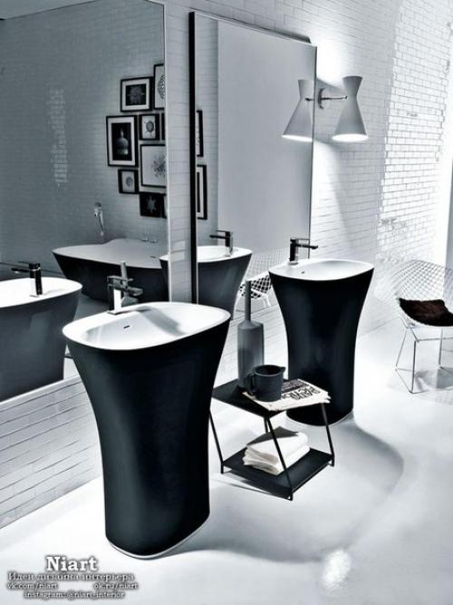 Элегантные ванные в черно-белом цвете. 07