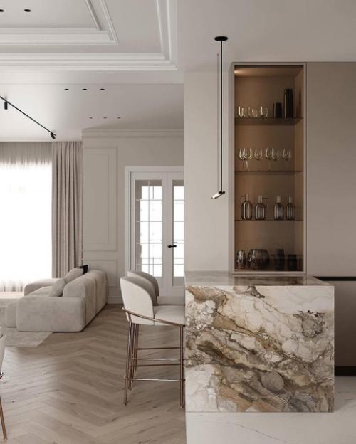 Нейтральные тона современный минимализм и функциональность этой кухни подчеркивают. 05