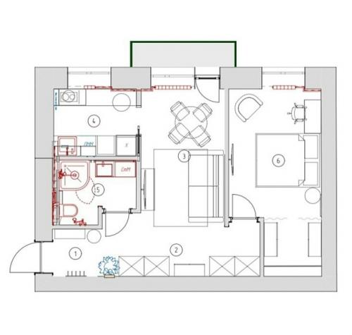 Квартира площадью 43 кв. 09