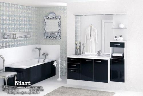 Элегантные ванные в черно-белом цвете. 05