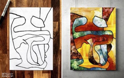 Художник каракули своего 3-летнего сына в абстрактное искусство превращает. 06