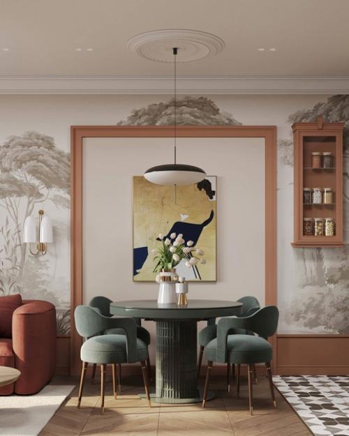 Общее помещение зоны гостиной и кухни погружает в атмосферу домашнего уюта, где каждый предмет интерьера дышит любовью. 01