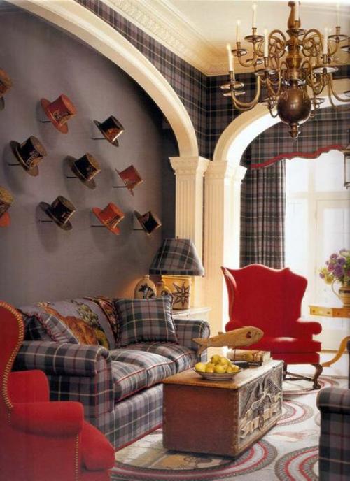 Клетка - деревенский узор в современном интерьере. 02